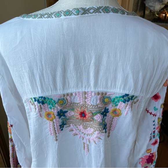 Johnny Was Peacock Embroidered Georgette Top - Picture 5 of 14